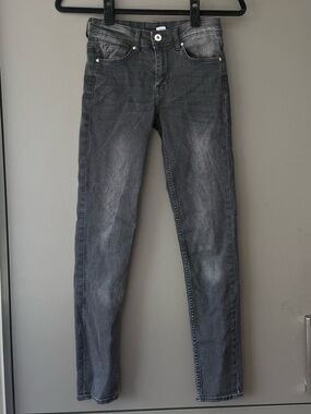 Black Mid-Rise Stretch Skinny Jeans | Size 0/XS Light Wash Black Stretchy Jean